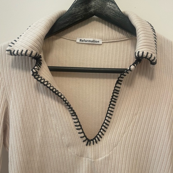 Reformation Long Seeve Nolen Knit Top with Contrast Stiching (Small) - Picture 6 of 7